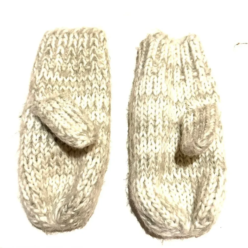 Adorable Hand Knit Kids Mittens Neutral Animal Theme Small